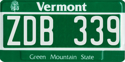 VT license plate ZDB339