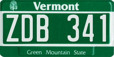 VT license plate ZDB341