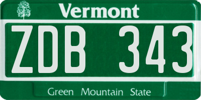 VT license plate ZDB343