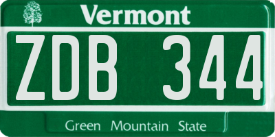 VT license plate ZDB344