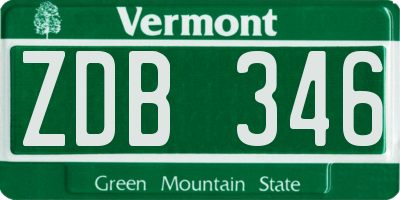 VT license plate ZDB346