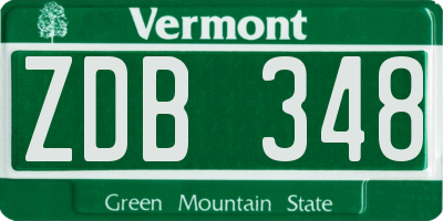 VT license plate ZDB348
