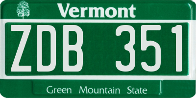 VT license plate ZDB351