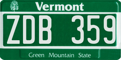 VT license plate ZDB359