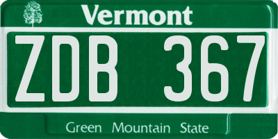 VT license plate ZDB367