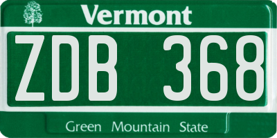 VT license plate ZDB368