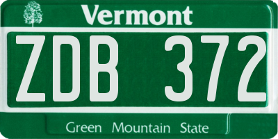 VT license plate ZDB372