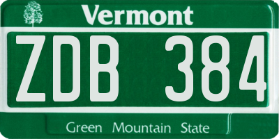 VT license plate ZDB384