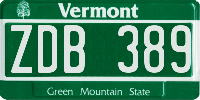 VT license plate ZDB389