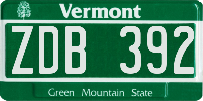 VT license plate ZDB392