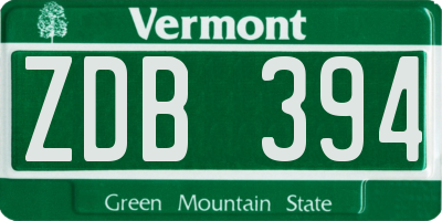 VT license plate ZDB394