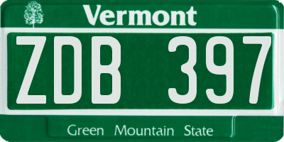 VT license plate ZDB397