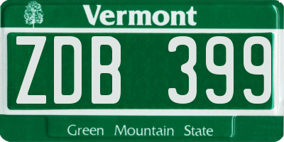 VT license plate ZDB399