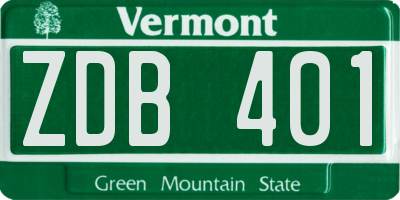 VT license plate ZDB401