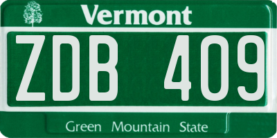 VT license plate ZDB409