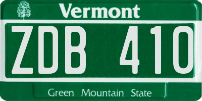 VT license plate ZDB410