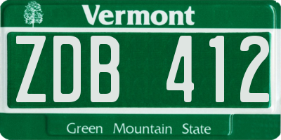 VT license plate ZDB412