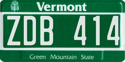 VT license plate ZDB414