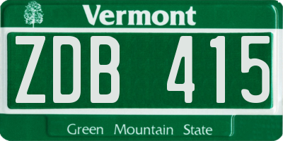 VT license plate ZDB415