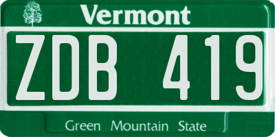 VT license plate ZDB419