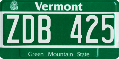 VT license plate ZDB425