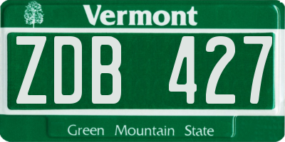VT license plate ZDB427