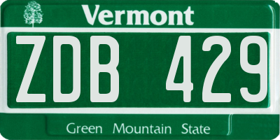 VT license plate ZDB429