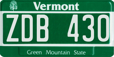 VT license plate ZDB430