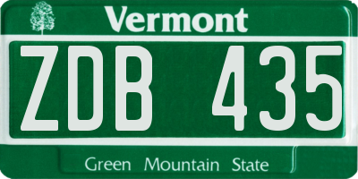 VT license plate ZDB435