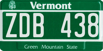 VT license plate ZDB438