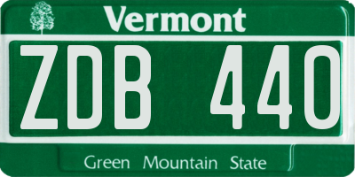 VT license plate ZDB440