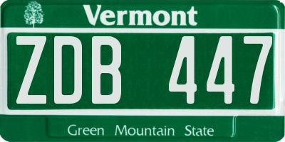 VT license plate ZDB447