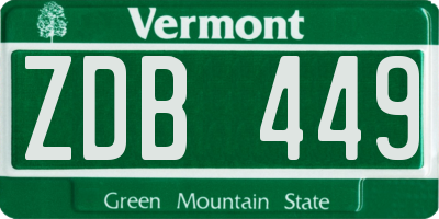 VT license plate ZDB449