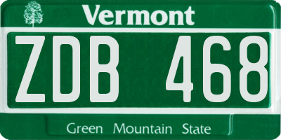 VT license plate ZDB468