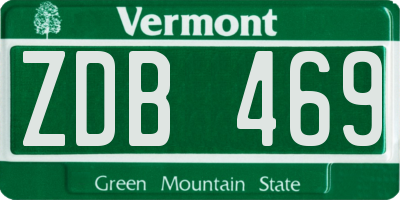 VT license plate ZDB469