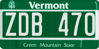 VT license plate ZDB470