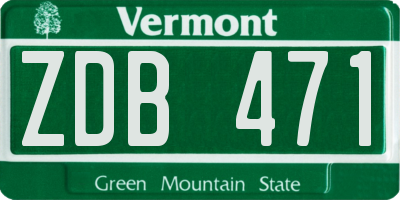 VT license plate ZDB471
