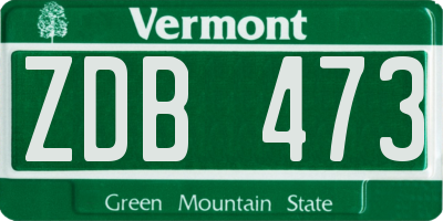 VT license plate ZDB473