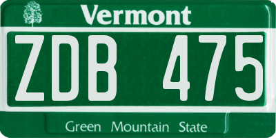 VT license plate ZDB475