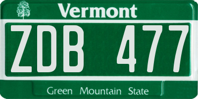 VT license plate ZDB477