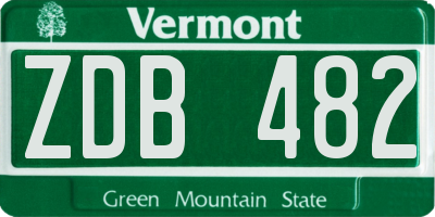 VT license plate ZDB482