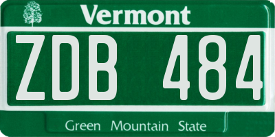 VT license plate ZDB484