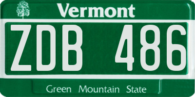 VT license plate ZDB486