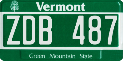 VT license plate ZDB487