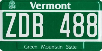 VT license plate ZDB488