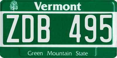 VT license plate ZDB495