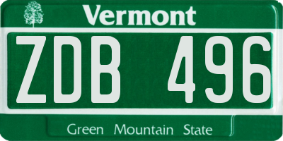 VT license plate ZDB496