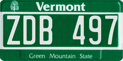 VT license plate ZDB497