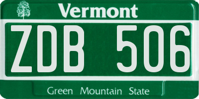 VT license plate ZDB506