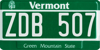 VT license plate ZDB507